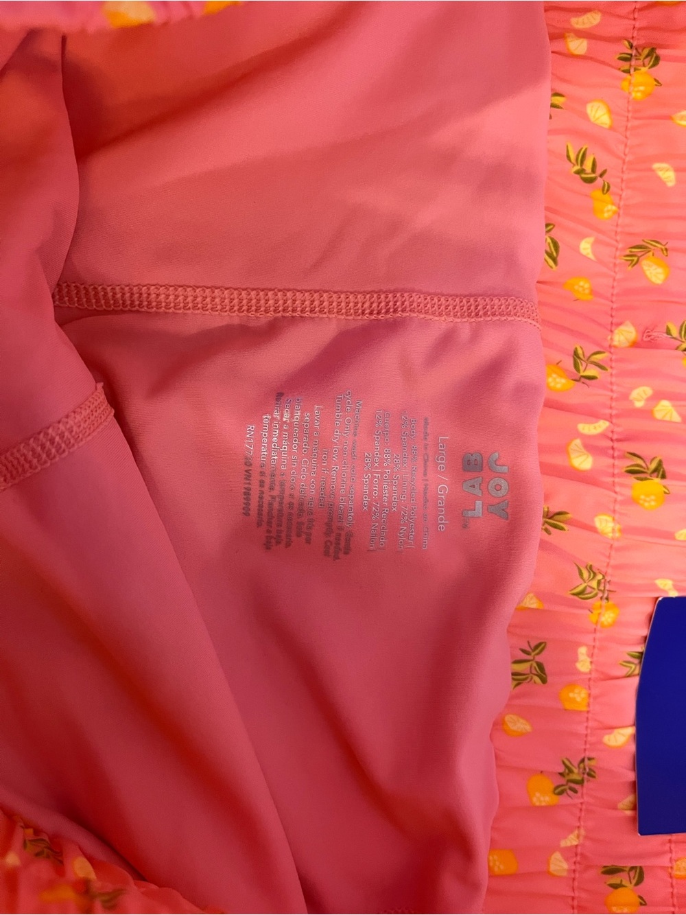 JoyLab Coral Pink Athletic Shorts with Yellow Lemon Print - Picture 2 of 7